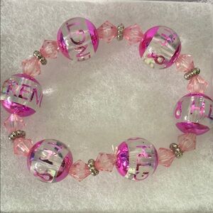 5 for $15 Pink breast, cancer awareness, strength Bracelet